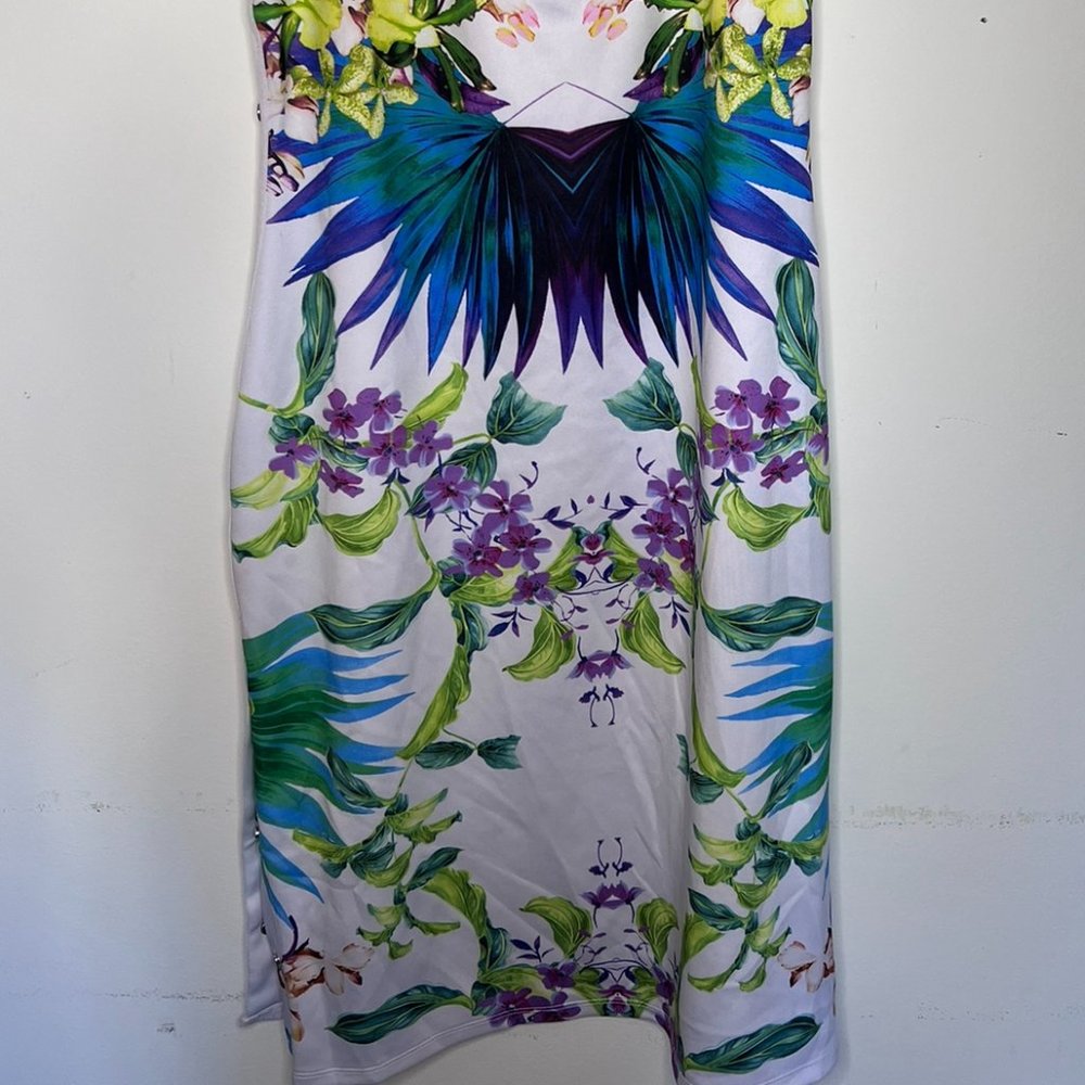 Bold Elements Multi color Dress Bodycon Side Button Detail Size L